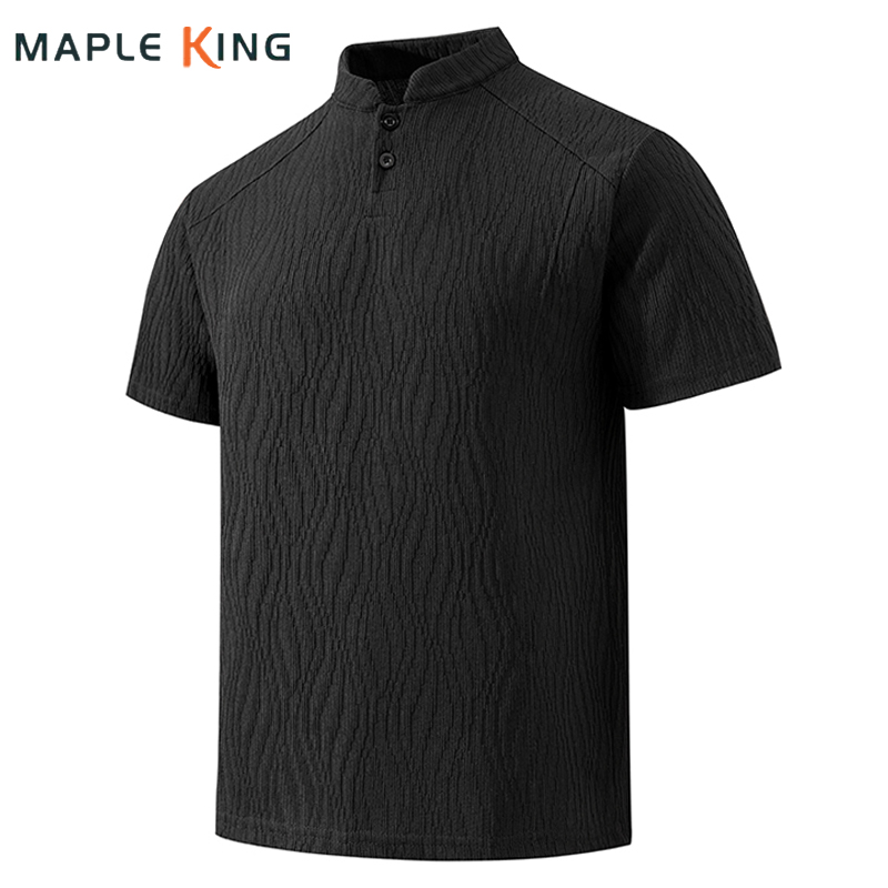 Summer Golf Clothing - Мужская рубашка-хенли с текстурой под корку,
