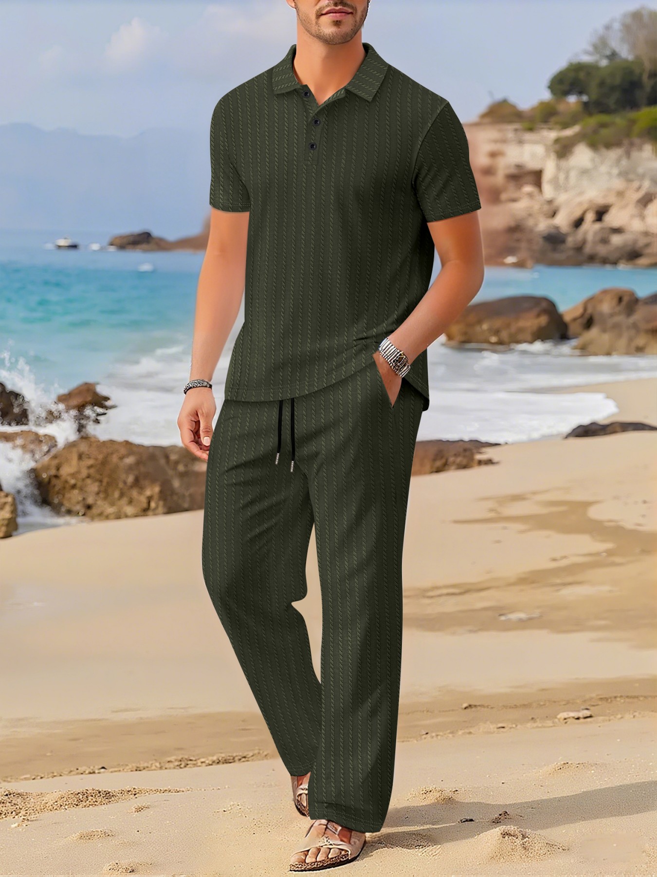 Summer Clothing Sets Men - Новый летний комплект с отложным воротником,