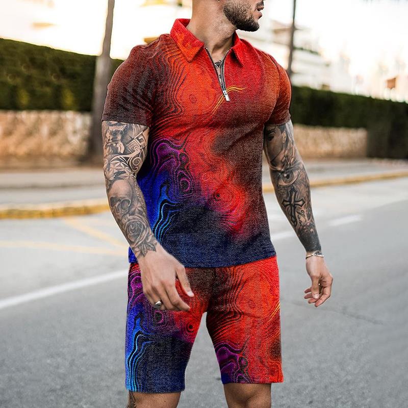 Summer Clothing Styles - Летний костюм-поло с молнией, 2 предмета,