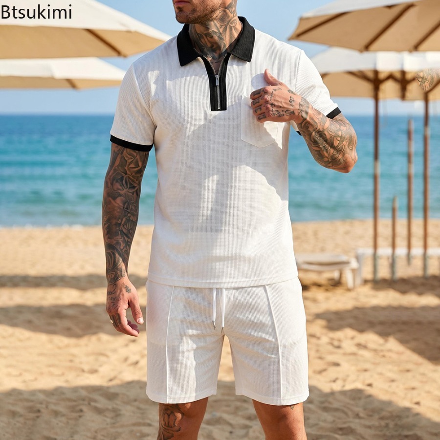Summer Clothing Wear - Мужской комплект с воротником-поло и шортами