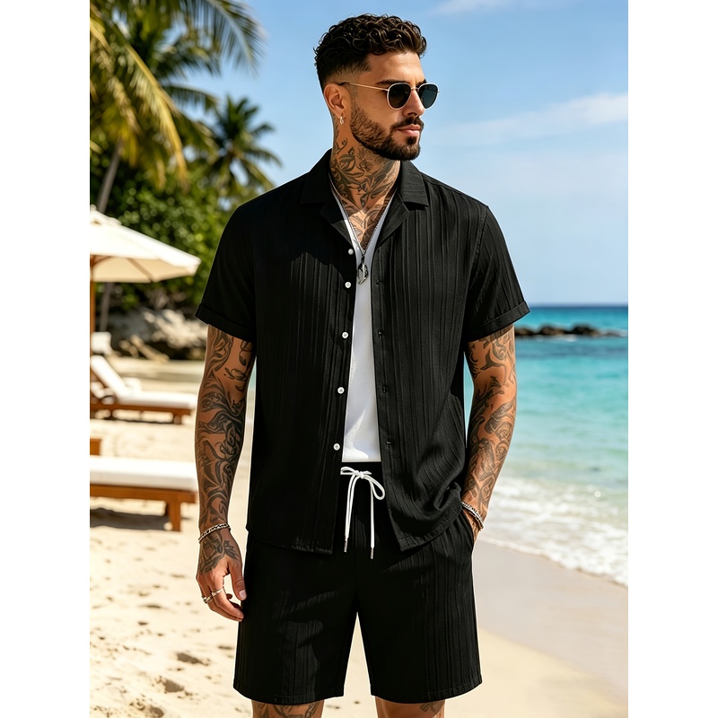 Summer Clothing Sets Men - Мужской летний повседневный костюм: рубашка с